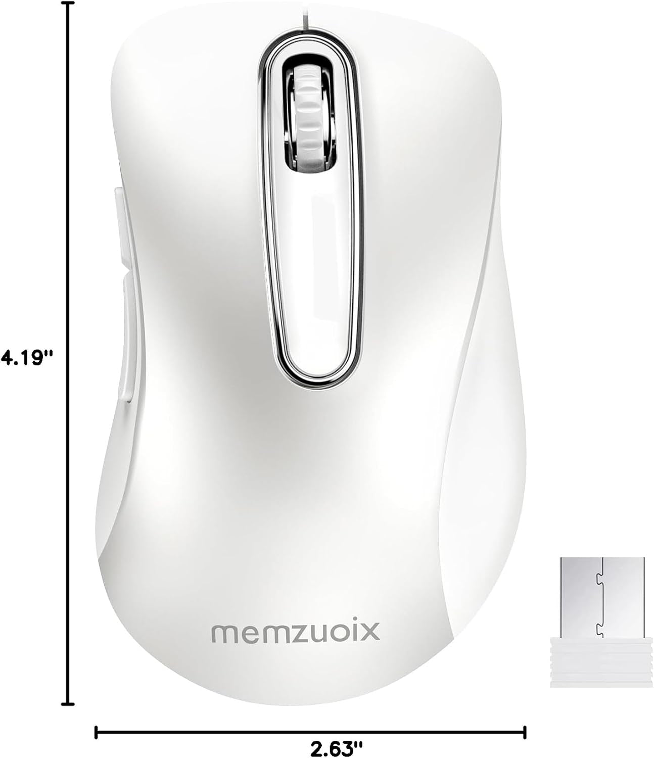 2.4G Wireless Mouse, 1200 DPI Computer Wireless Mouse with USB Receiver, Portable Wireless USB Mouse Battery Powered Cordless Mouse for Laptop, PC, Desktop, 5 Buttons (White)